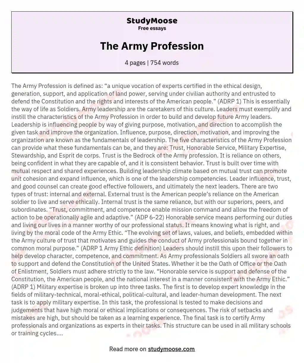 Army Blc Essay Examples