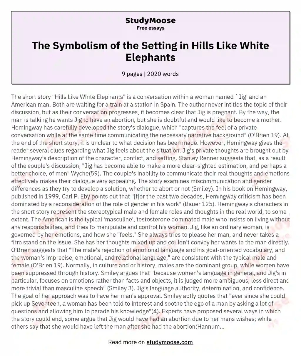 🎉 Hills like white elephants symbolism. Hills Like White Elephants