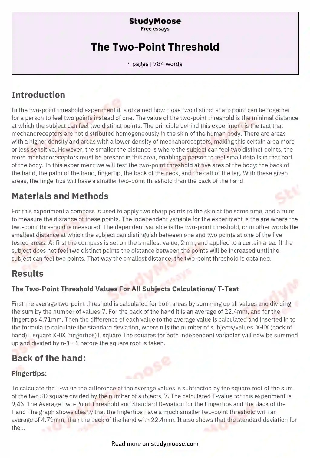 The TwoPoint Threshold StudyMoose