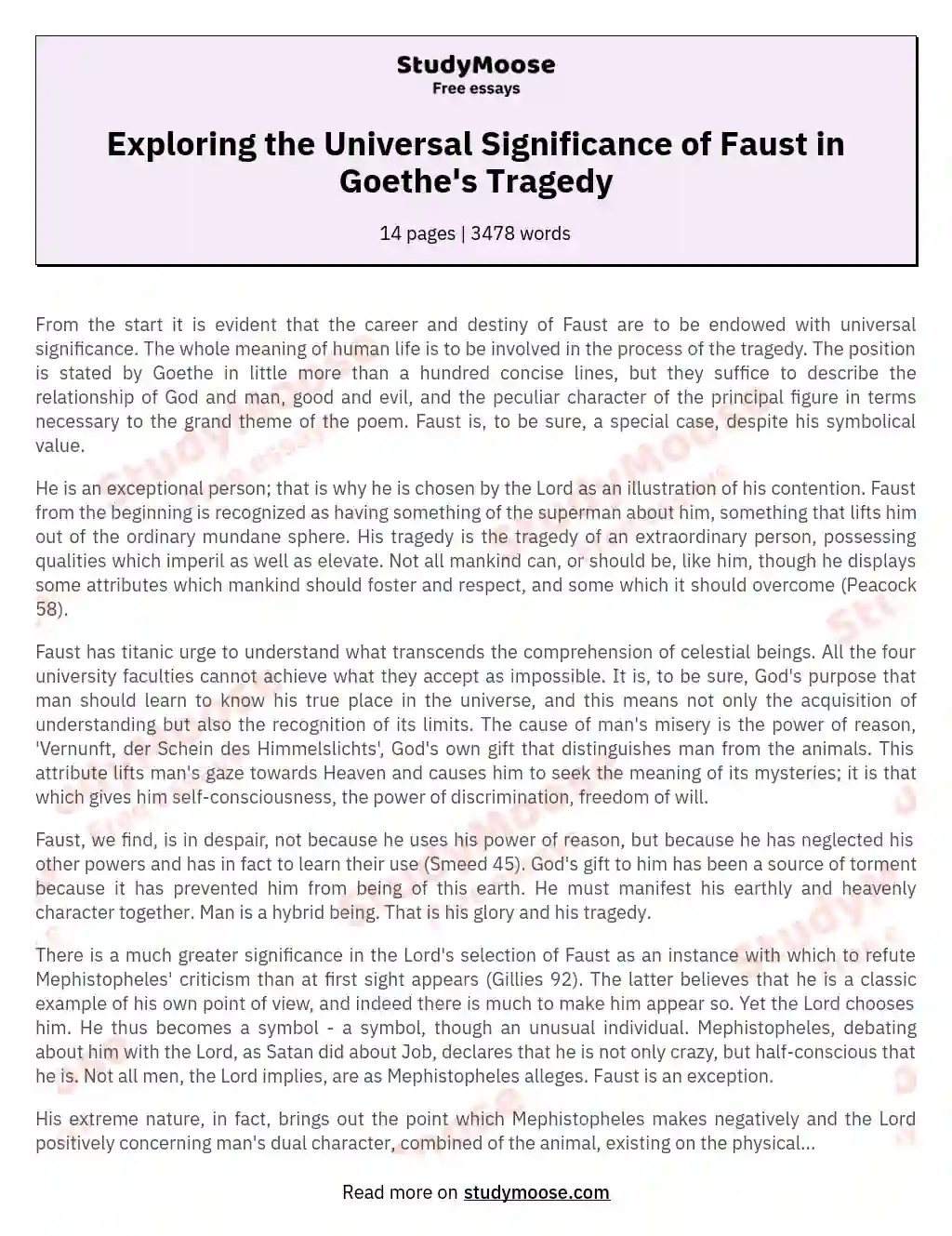 Exploring the Universal Significance of Faust in Goethe's Tragedy Free