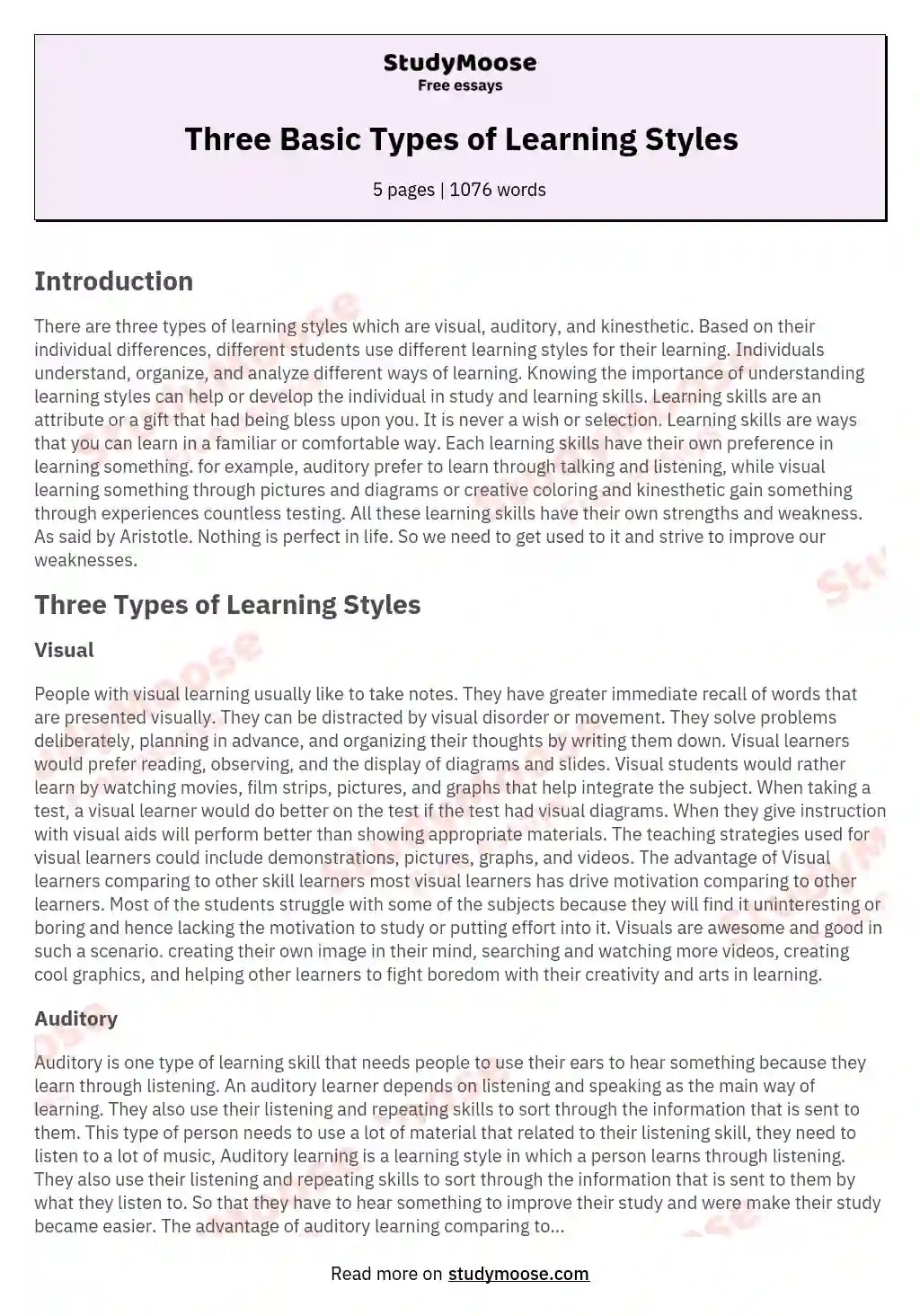 🌷 Visual learning style essay. Visual Learner. 20221002