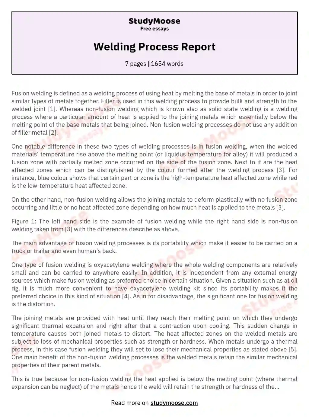 Welding Process Report StudyMoose