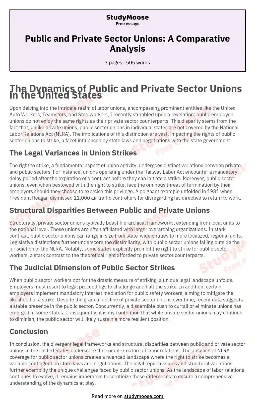 What Are the Differences and Similarities Between Public and Private Sector Unions? Free