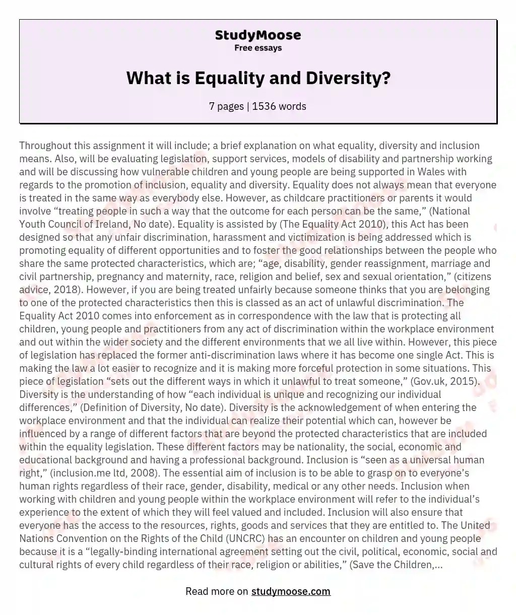 Equality act 2010 essay. The Equality Act 2010 Essay Example. 20221030