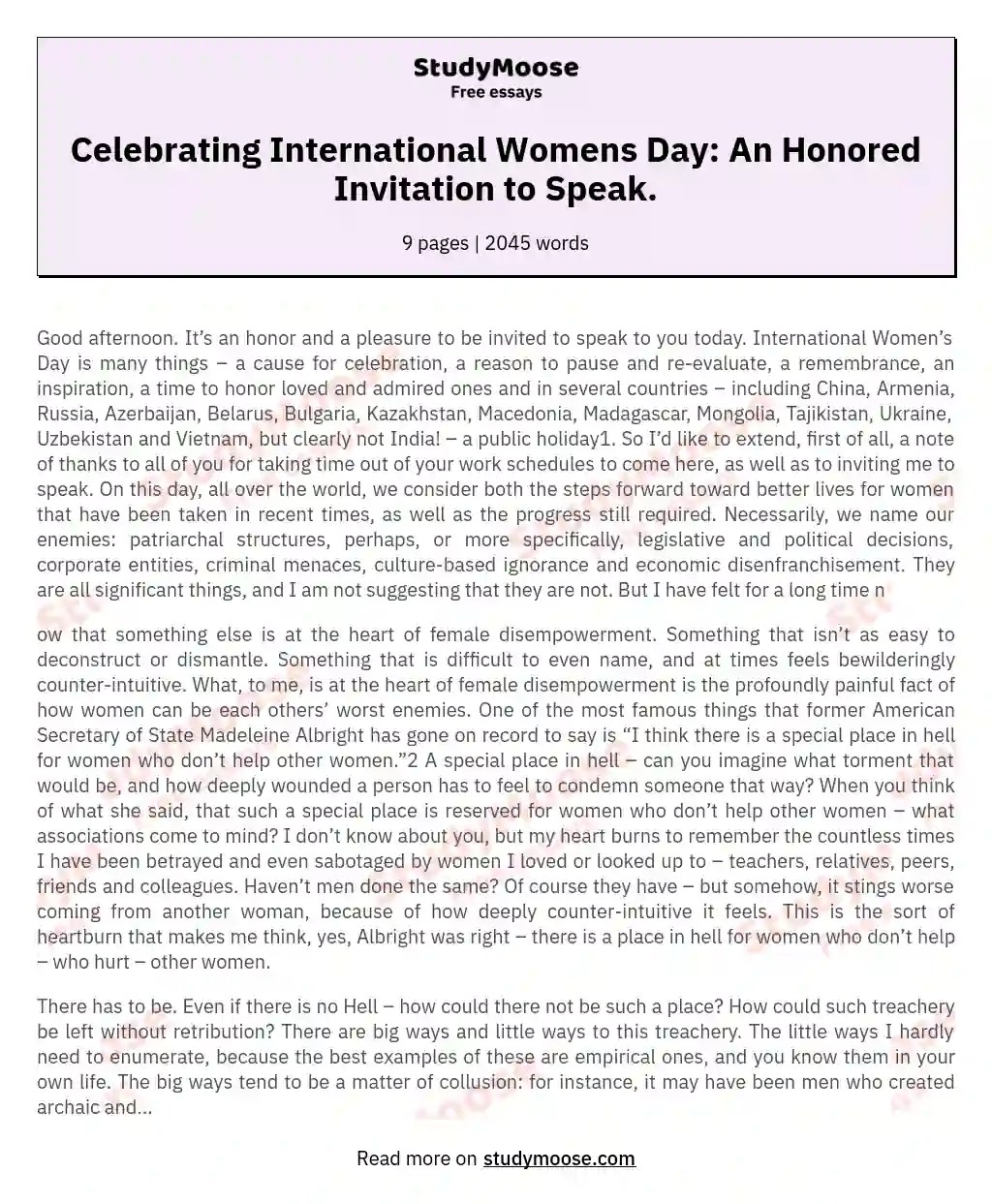 Celebrating International Womens Day An Honored Invitation to Speak