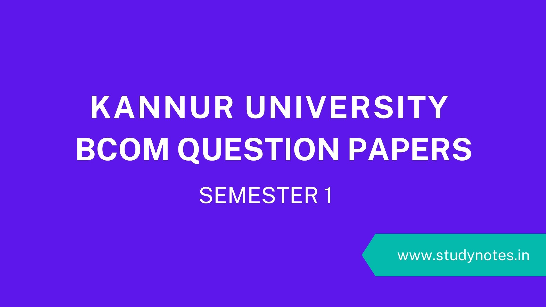 First Semester Previous Question Paper Of Kannur University