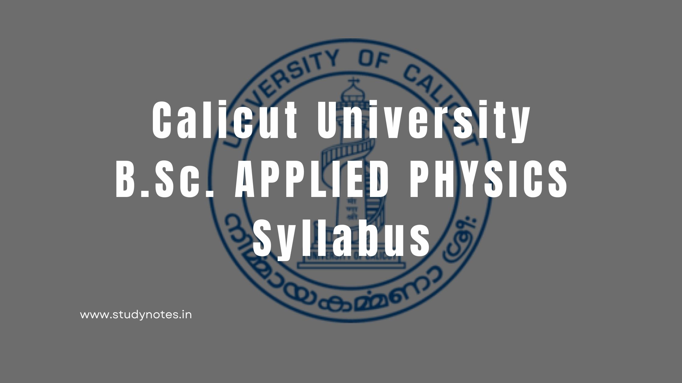 Calicut University BSc Applied Physics Syllabus StudyNotes