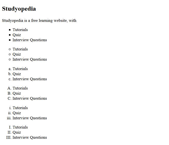 CSS Lists Studyopedia CSS Lists Studyopedia
