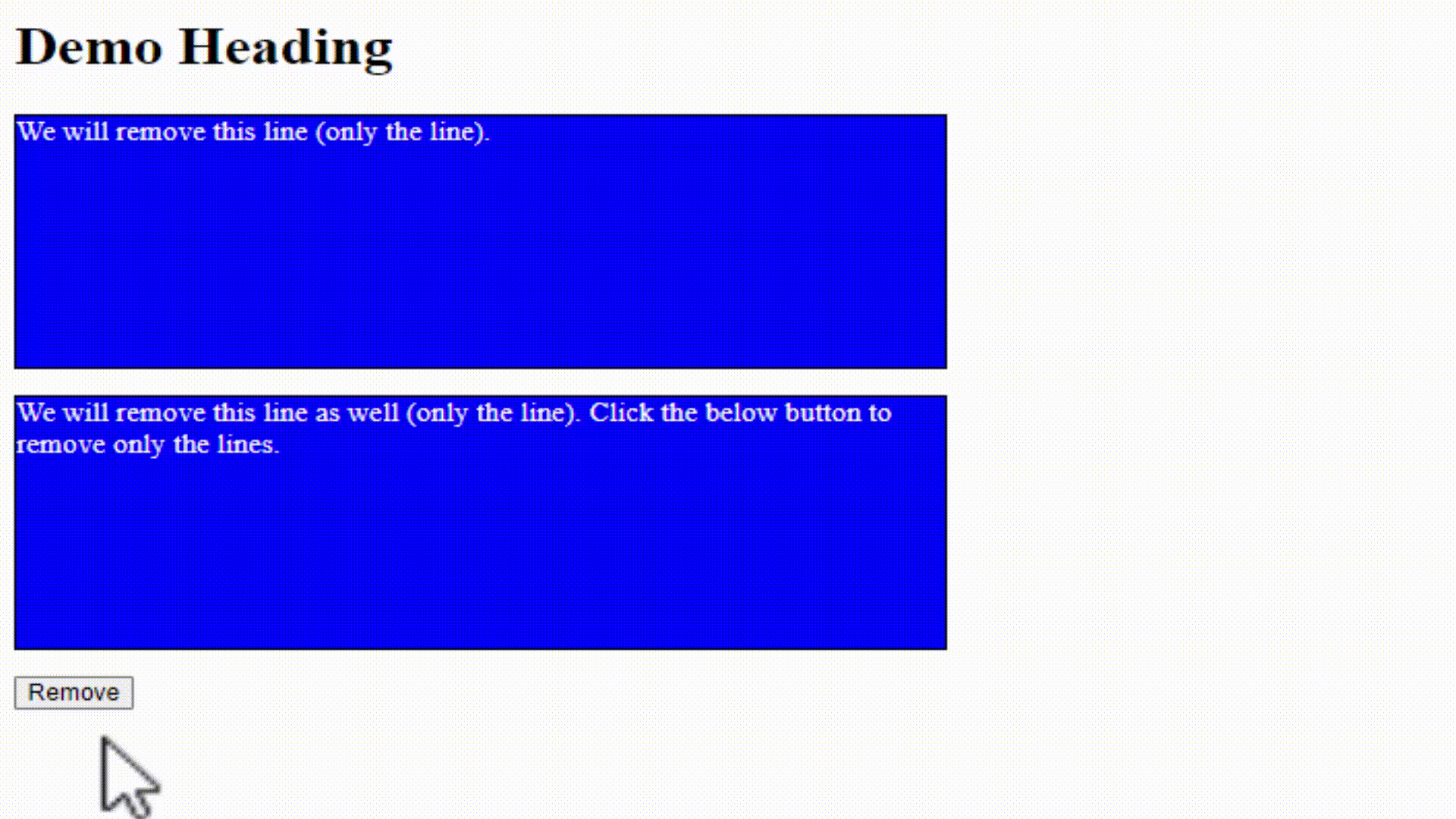 jQuery Remove Element Studyopedia