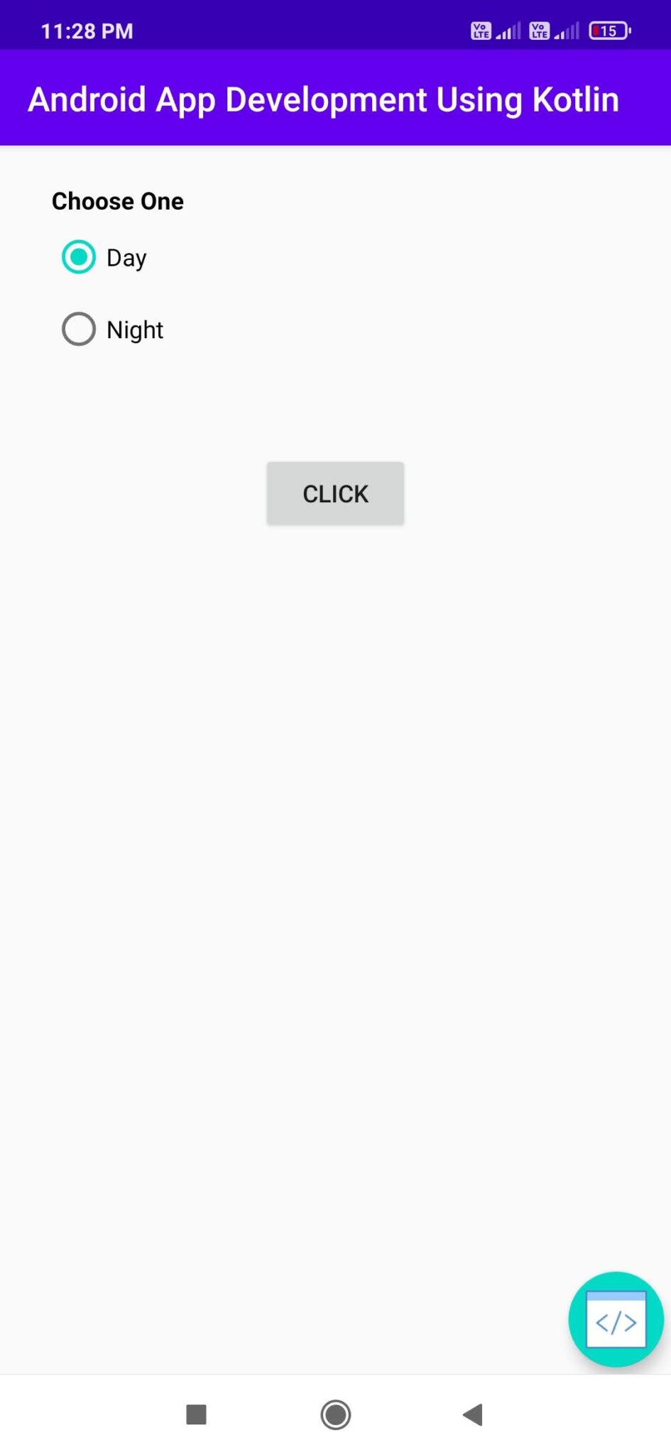 Radio Button Example in kotlin Free Education