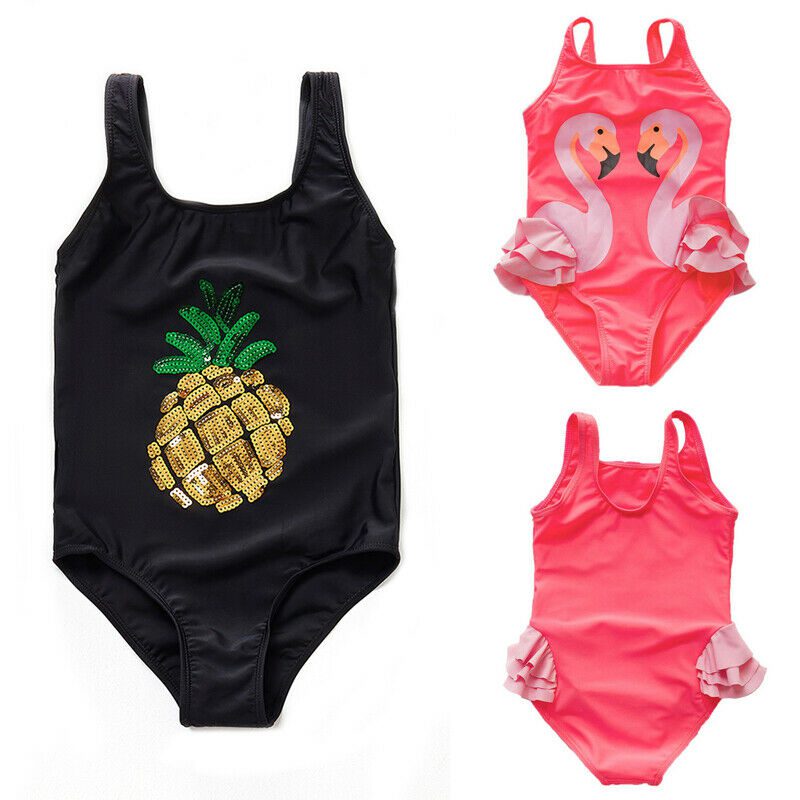 Enfants une pièce maillots de bain nouvelle mode ananas flamant imprimé