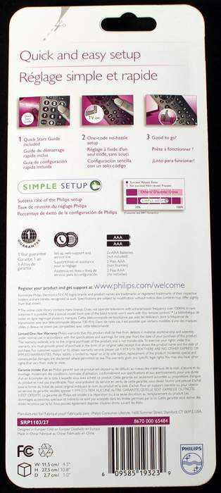 Philips Universal Remote SRP1103/27