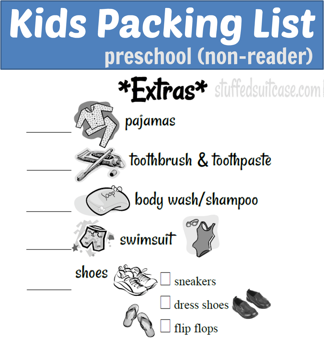 Kids Packing List Reader & NonReader Version Stuffed Suitcase