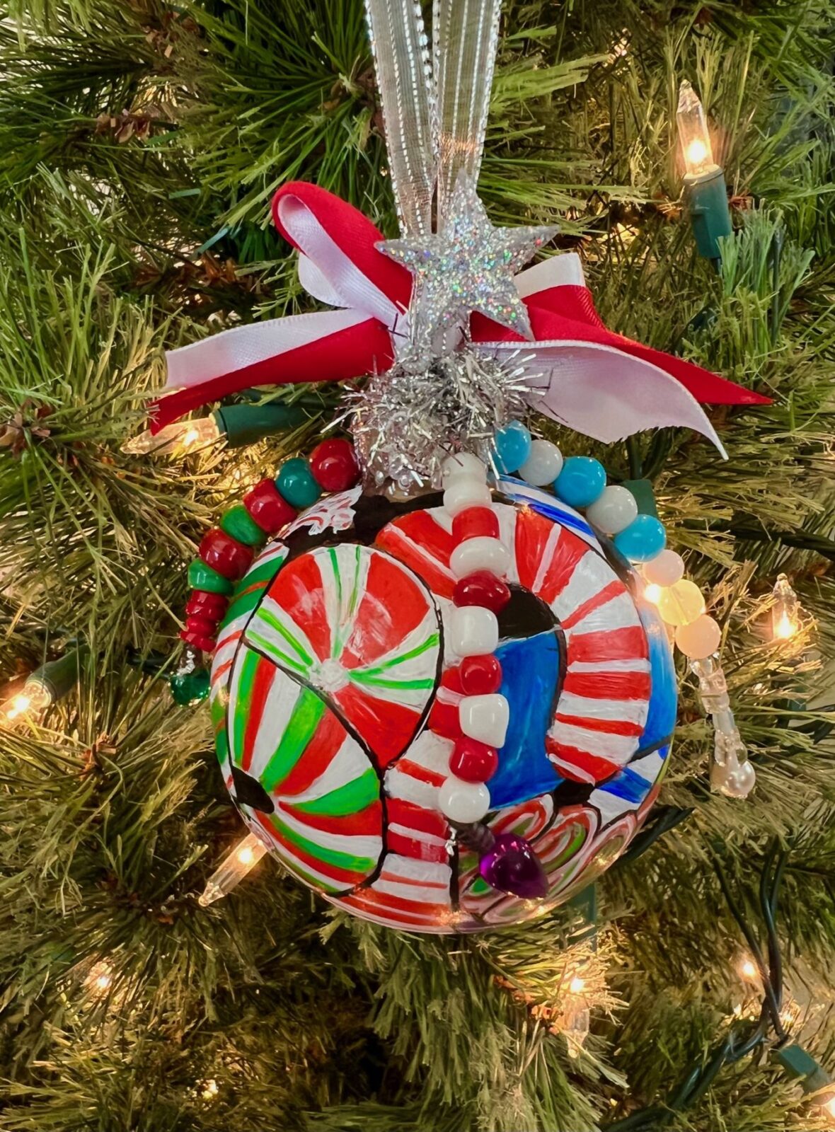 Hand Painted Glass Bulb with Candy Designs STV Designs