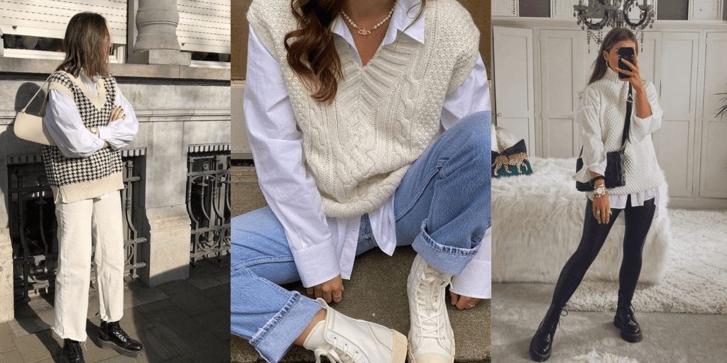 Some ideas for styling shirt with sweater and cardigan Styl Inc