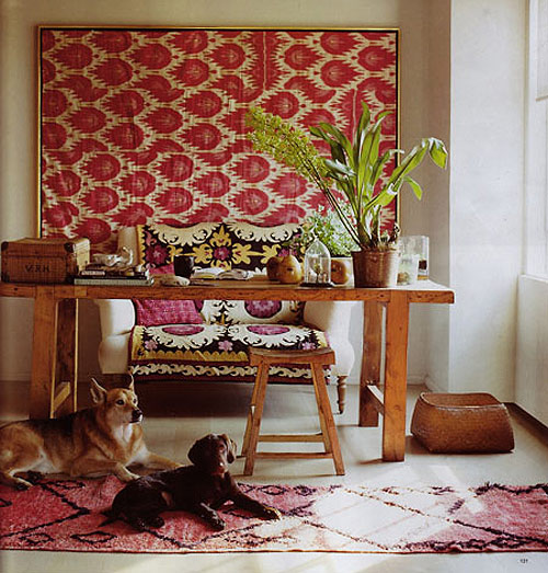 framed ikat textile as wall hanging THE STYLE FILES