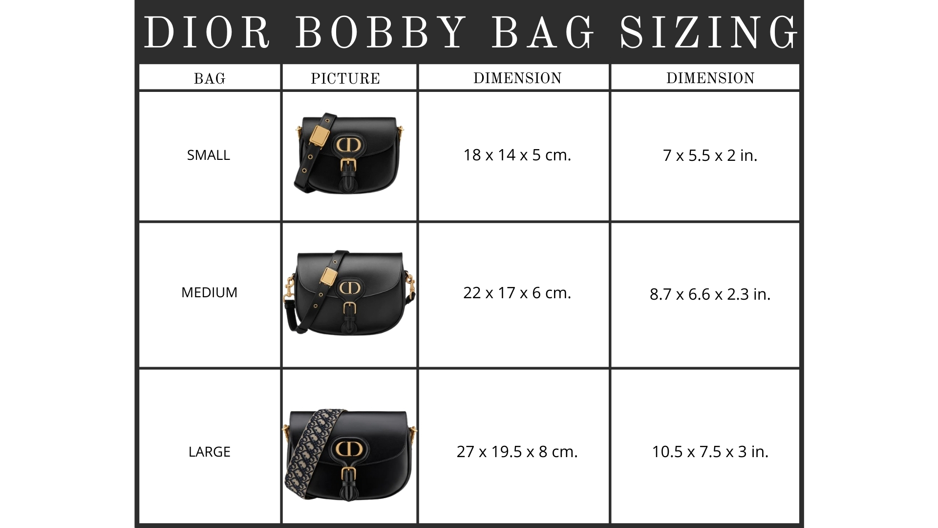 Dior Size Guide แนะนำการเลือกขนาดกระเป๋า KATE💋 STYLE