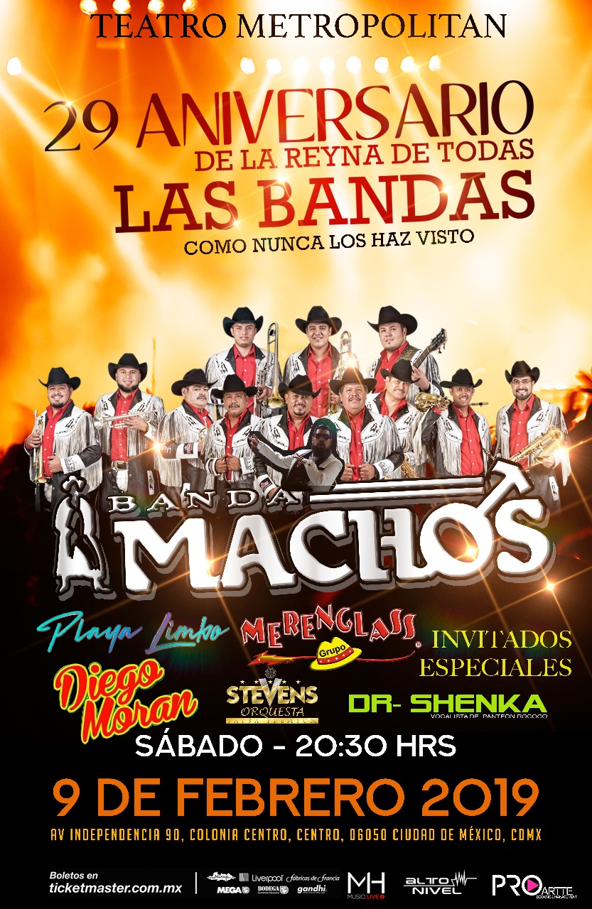 BANDA MACHOS FESTEJARÁ SU 29 ANIVERSARIO EN EL TEATRO METROPÓLITAN