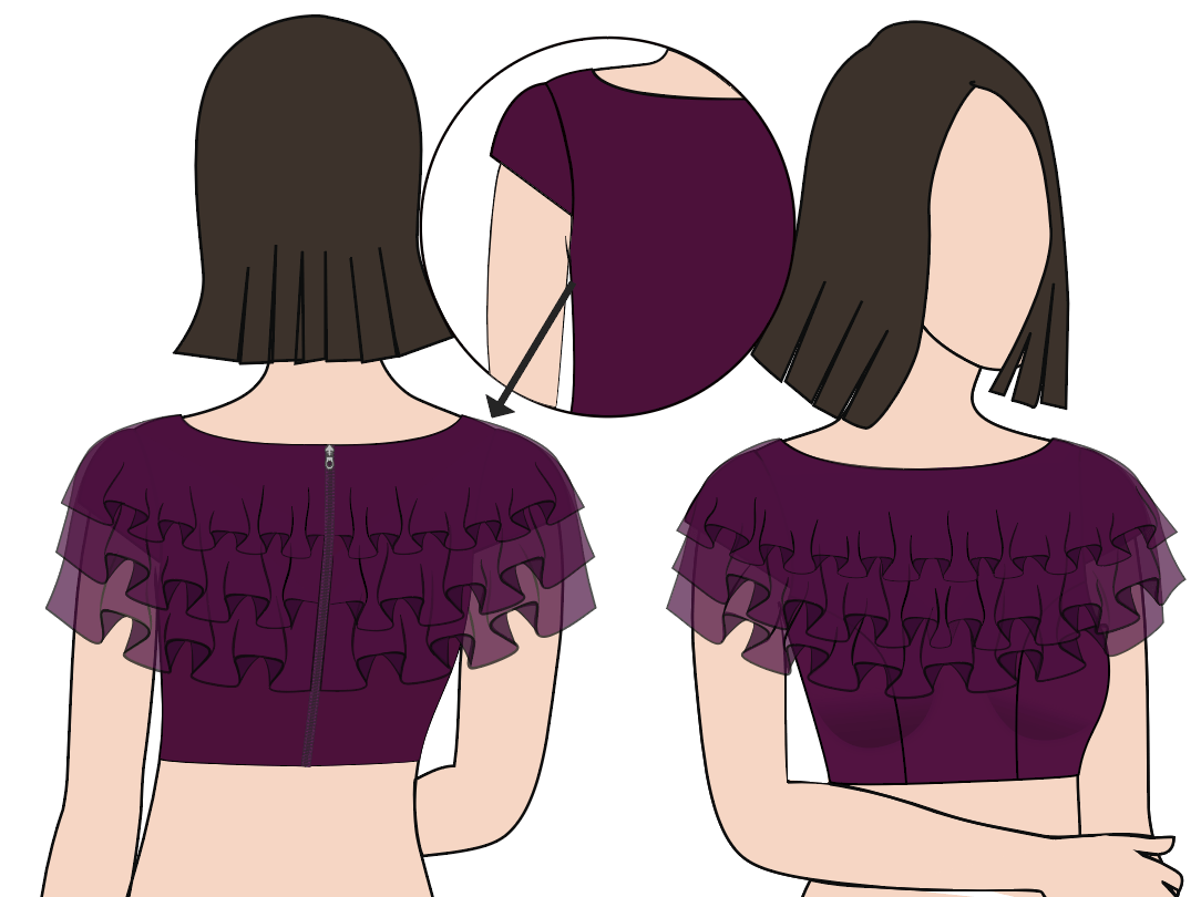 Boat Neck 3 Layer Ruffles Cap Sleeve PDF Pattern