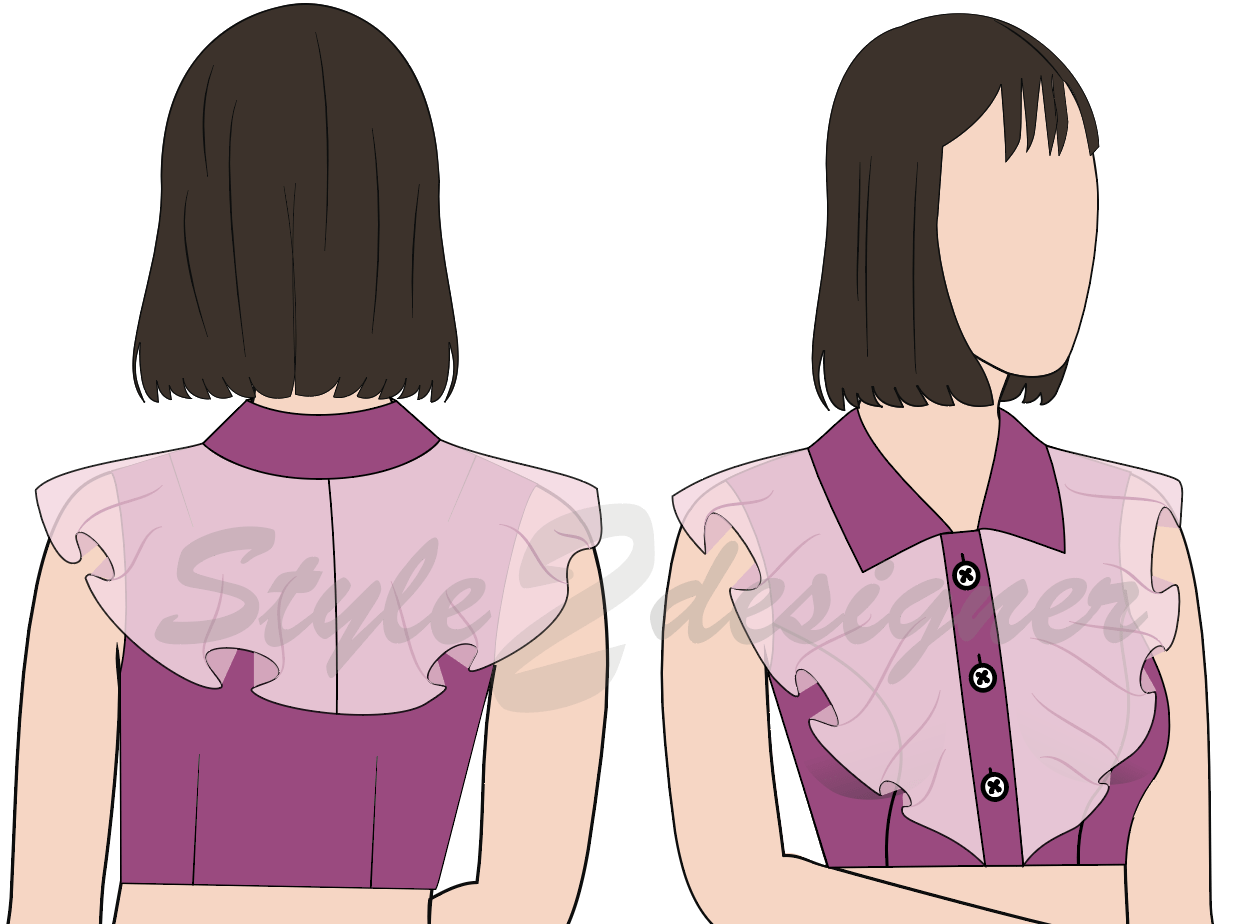 Flat Collar With Cape Crop Top PDF Pattern Download Style