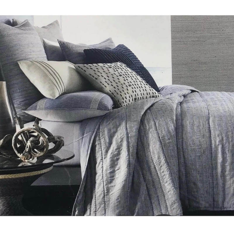 Hotel Collection Linen Stripe Full/Queen Coverlet Indigo