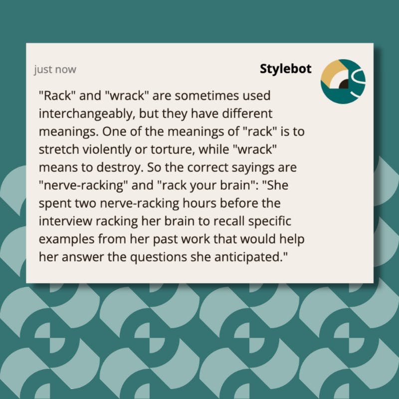 The difference between "rack" and "wrack" Stylebot