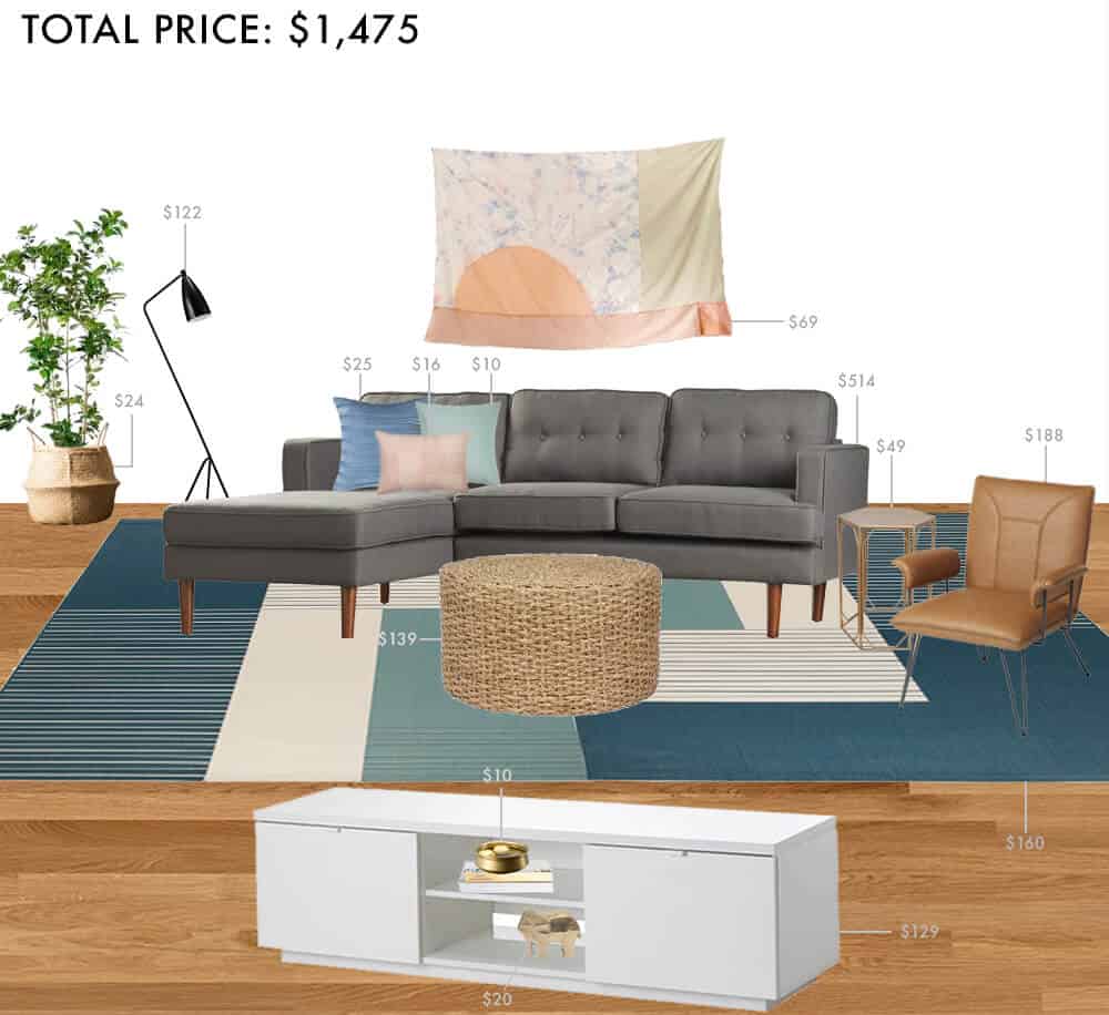 Budget Rooms Colorful Living Room with Sectional Emily Henderson