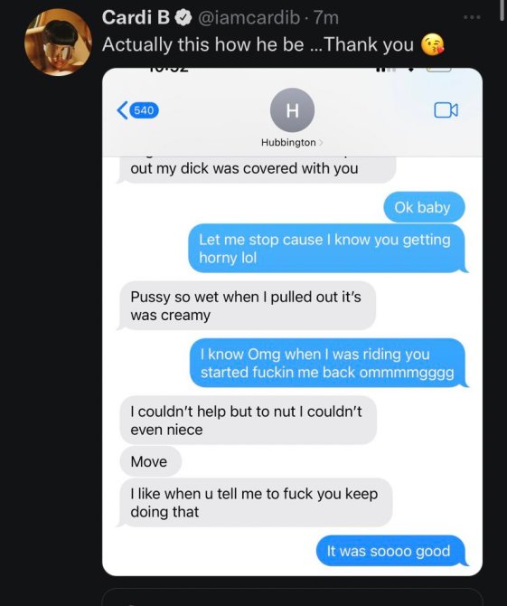 Cardi B Slams Offset Cheating Rumors With NSFW Texts StyleCaster