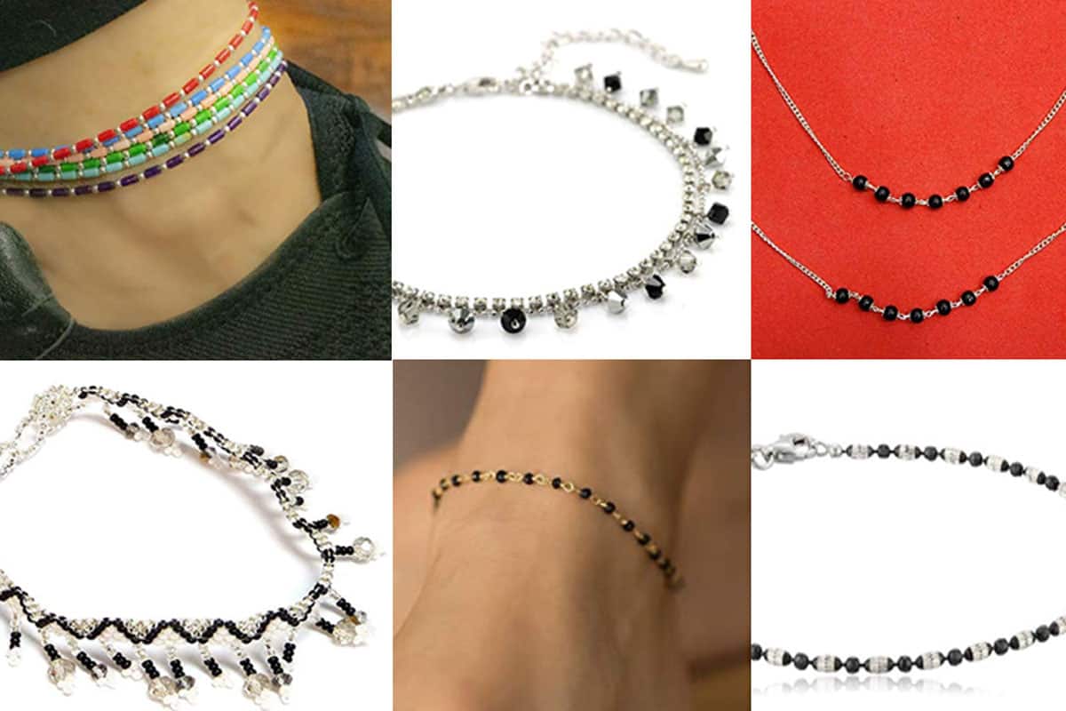9 Silver Anklets with Black Beads That Will Turn Heads