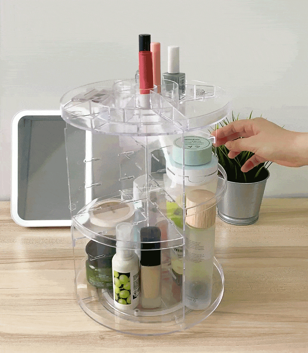 Clear 360° Rotating Makeup Organizer Desk & Cosmetics Style Degree