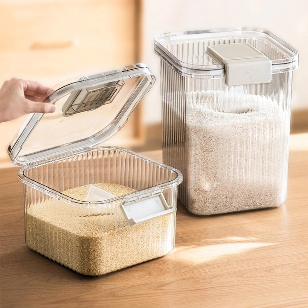 Classy Fluted Airtight Rice Box With Garlic Storage Style Degree