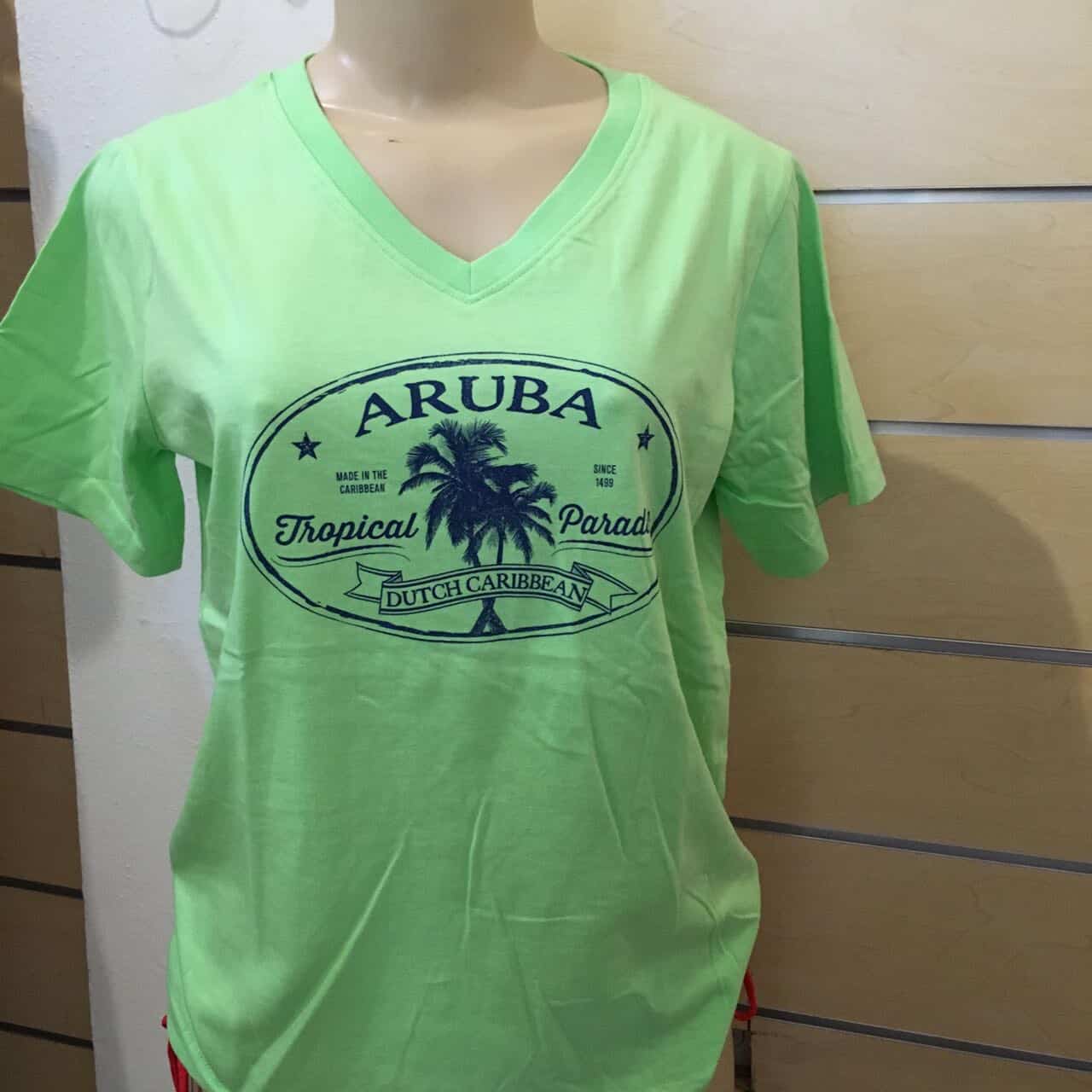 womensvneckdoubleplamtreegreen Style Aruba Your Favorite Souvenir
