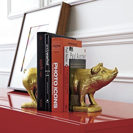 Gold Piggy Bookends Style MBA