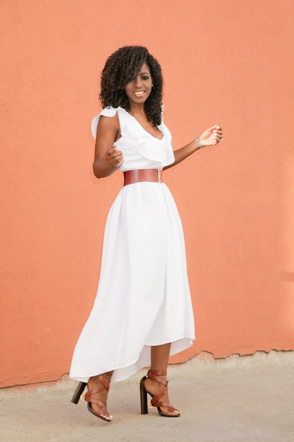 Style Pantry White Tea Length Dress