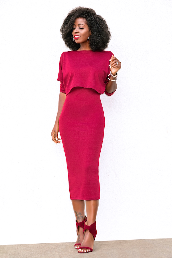 Style Pantry Burgundy Combo Crop Top Dress
