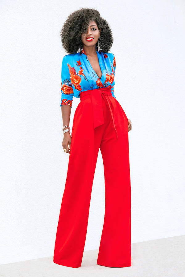 Floral Bodysuit + High Waist Belted Pants StylePantry