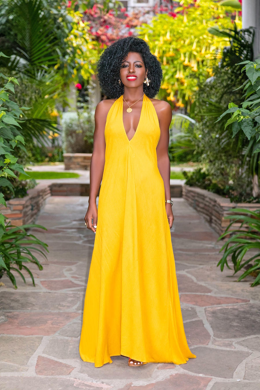 Style Pantry Yellow Halter Maxi Dress