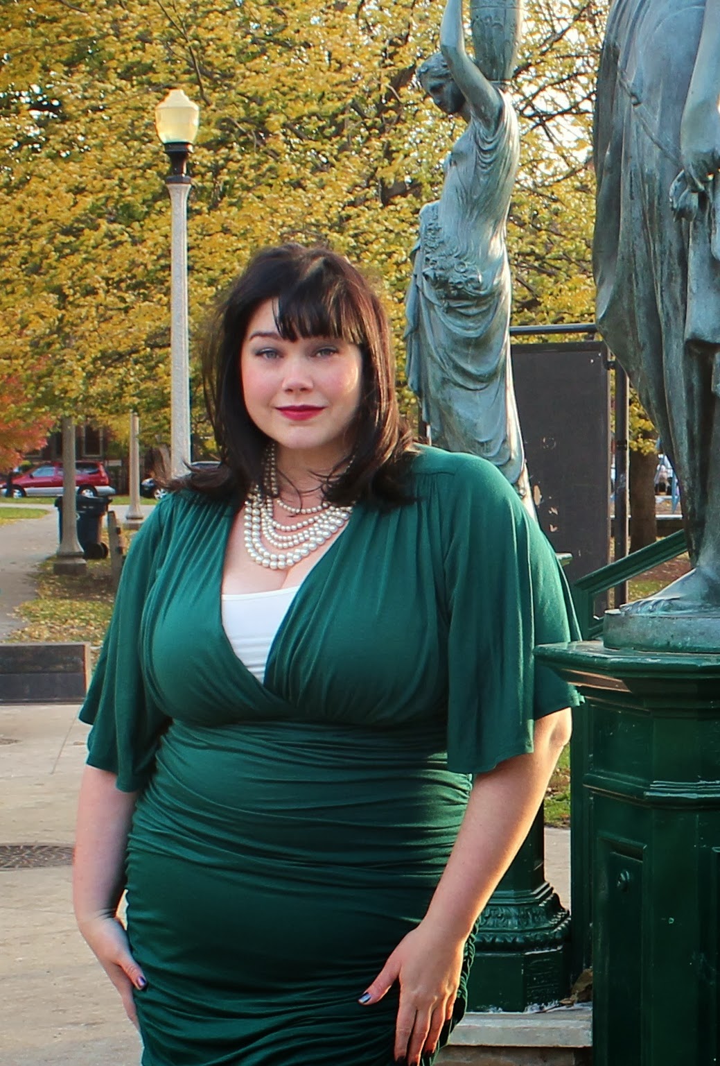 Feeling like a curvy bombshell in Kiyonna's Rumor Ruched Dress