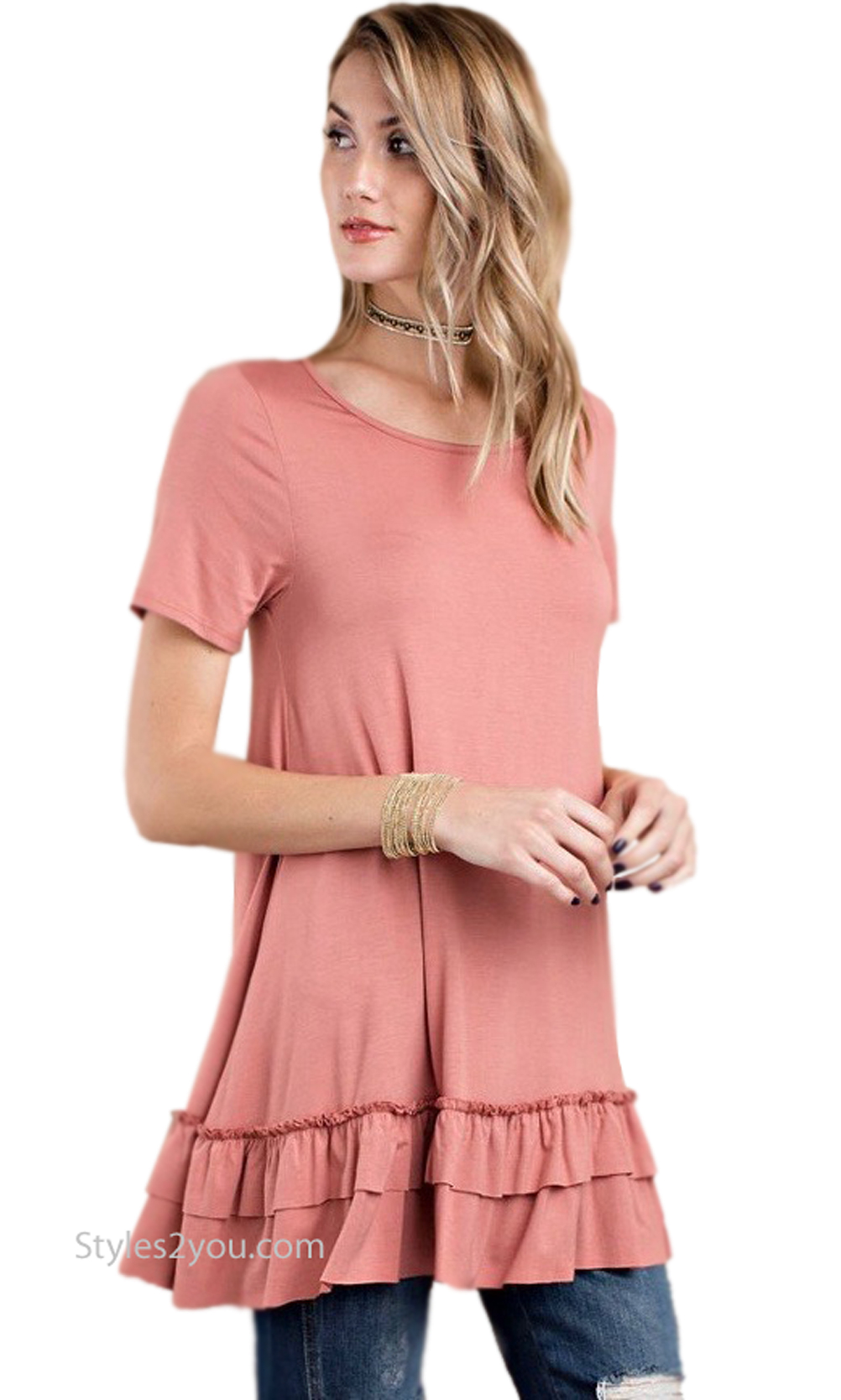 Sailer PLUS SIZE Ruffle Shirt Dress Shirt Extender Brick Easel [ET6948X