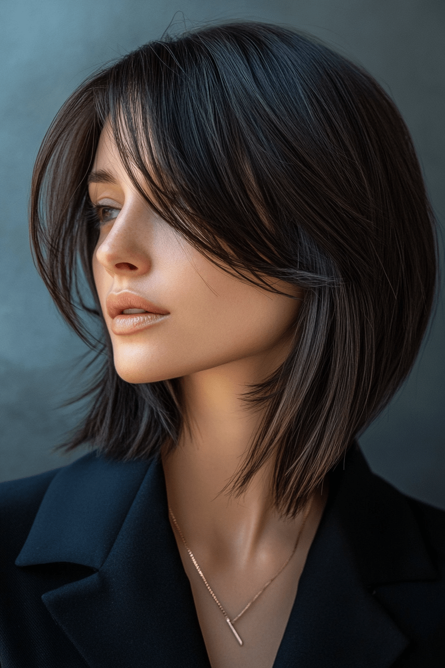 Get Inspired 19 Stunning ShoulderLength Hairstyles with Curtain Bangs