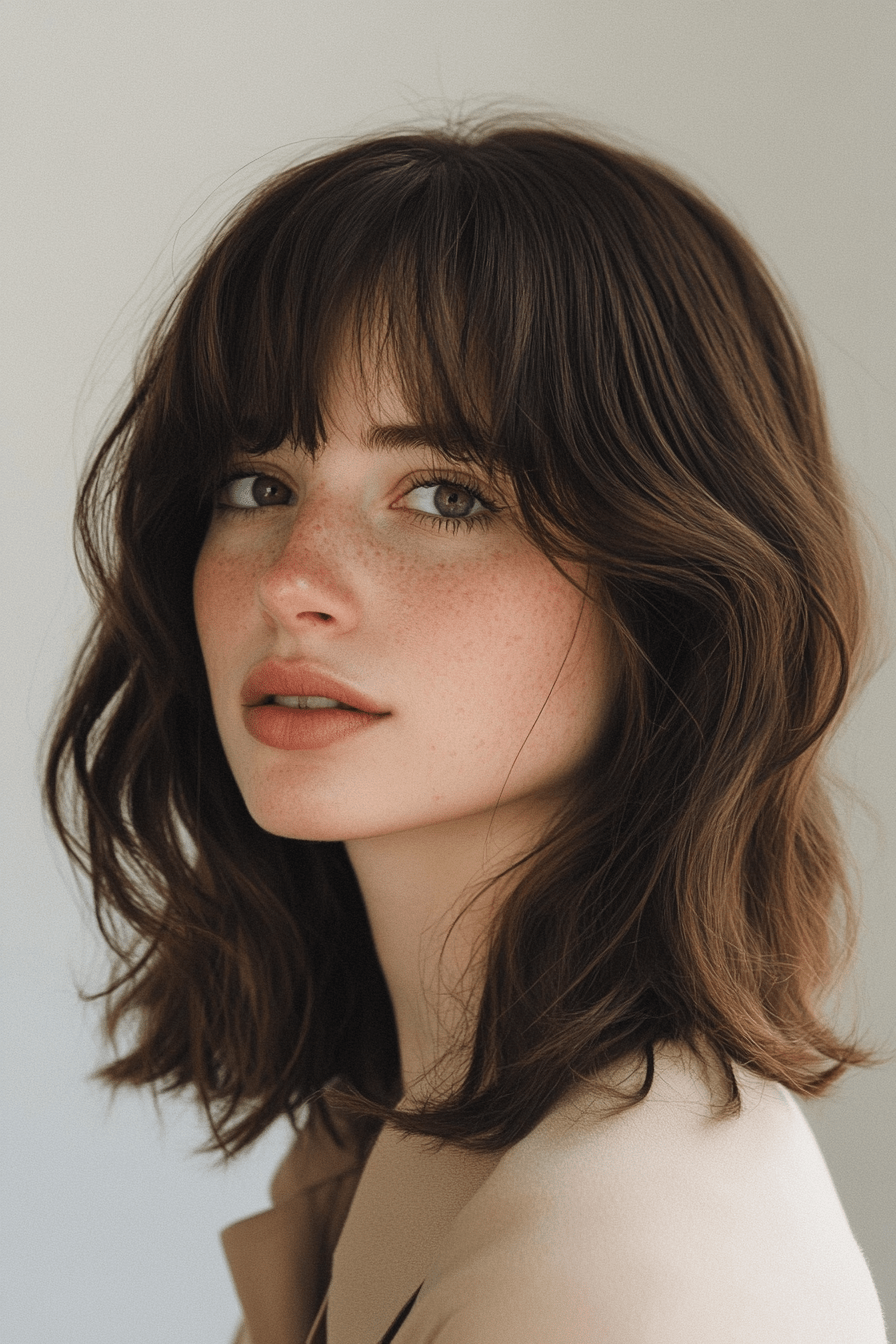 Get Inspired 19 Stunning ShoulderLength Hairstyles with Curtain Bangs