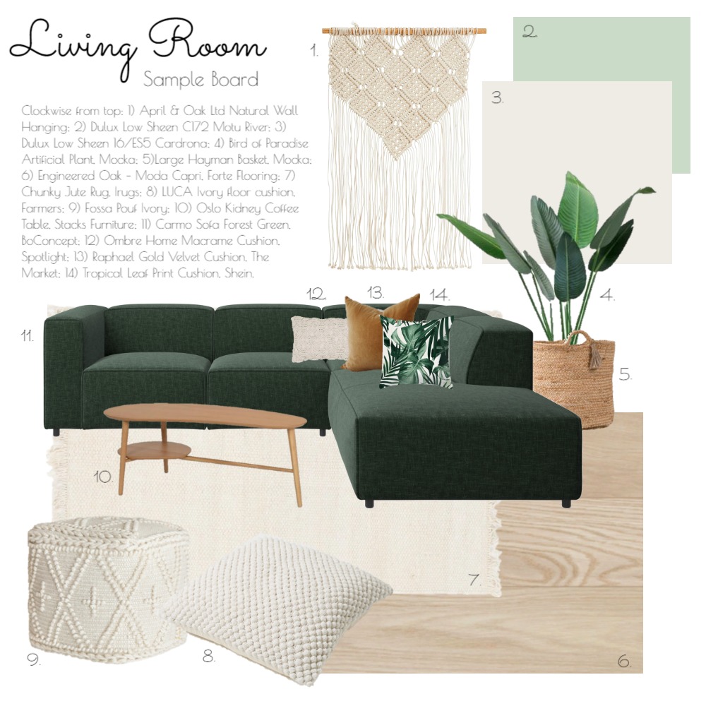 Living Room Sample Board Interior Design Mood Board by DaniVile Style