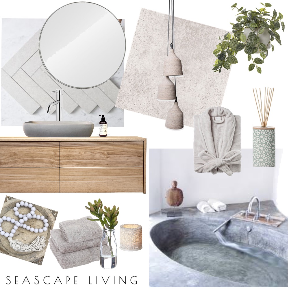 Organic Bathroom Interior Design Mood Board by Seascape Living Style