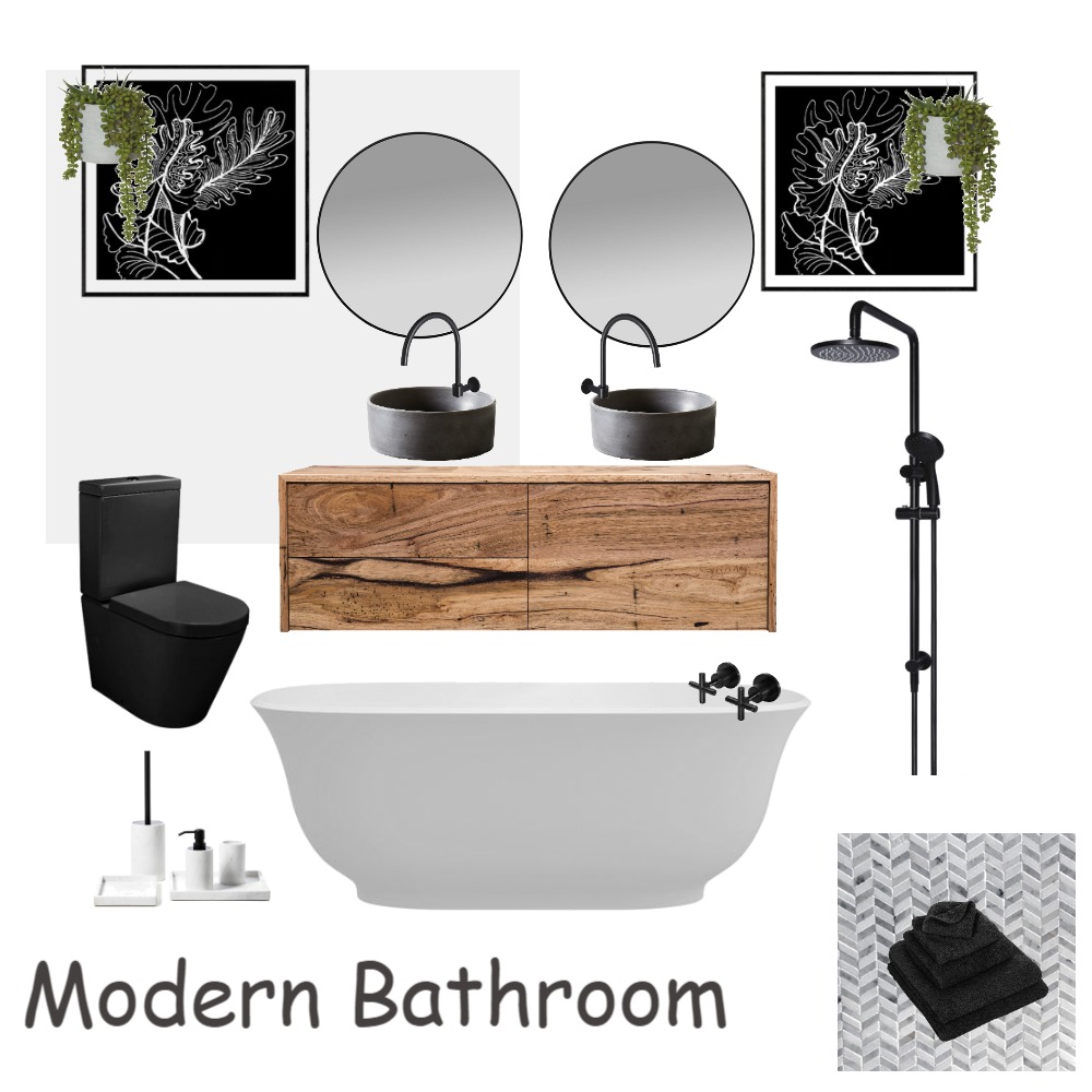 Modern Bathroom Interior Design Mood Board by lovettdesigns Style