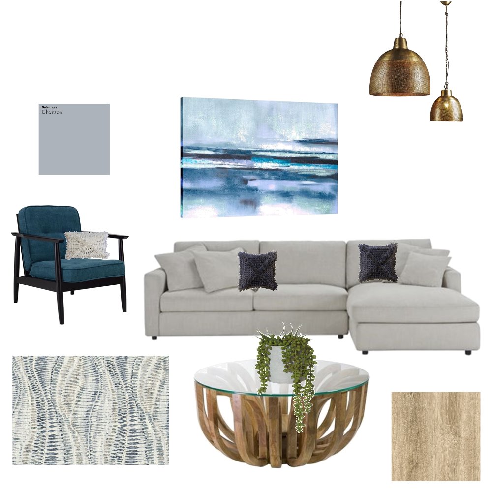 Blue Living Room Interior Design Mood Board by SonyaJ Style Sourcebook