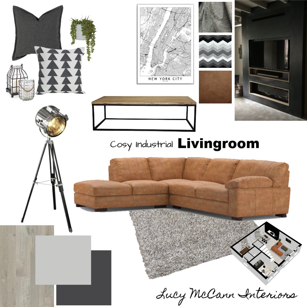 Living Area Module 9 Interior Design Mood Board by LucyMcCann Style