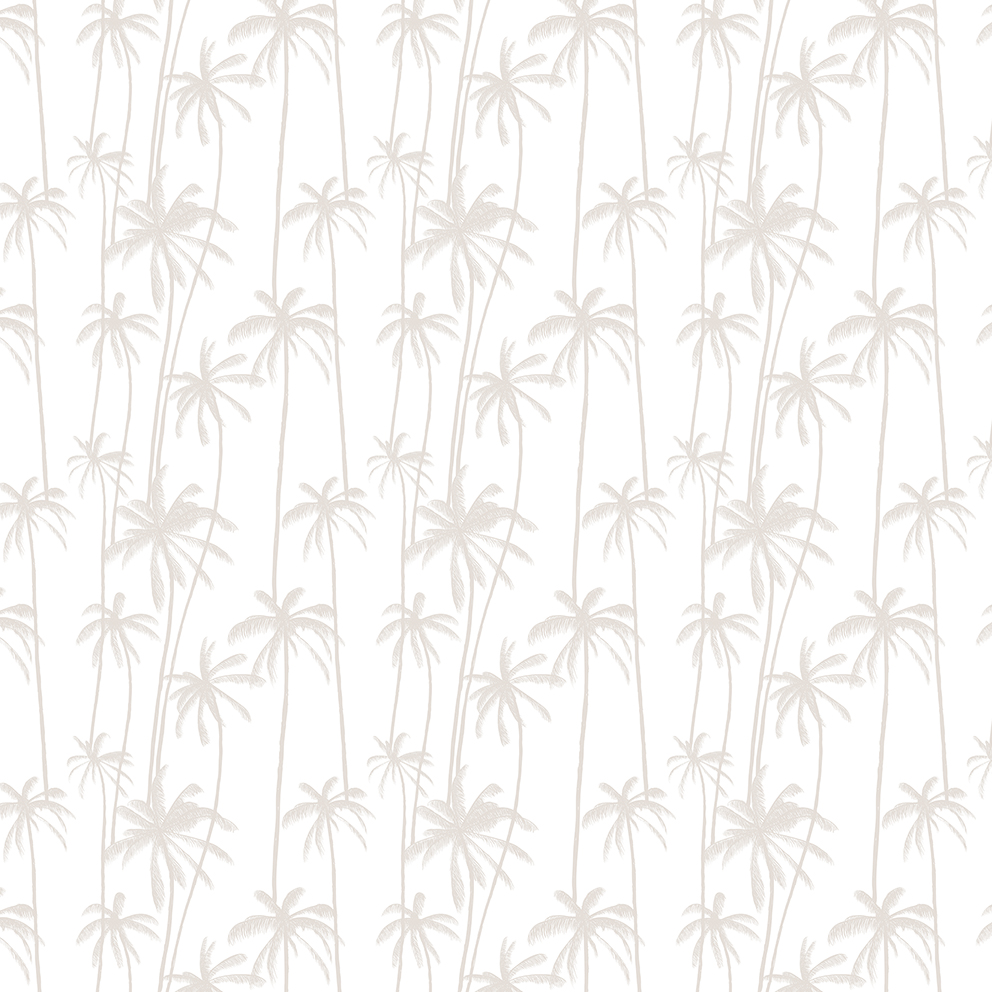Neutral Palms on White removable wallpaper by Boho Art & Styling Style Sourcebook
