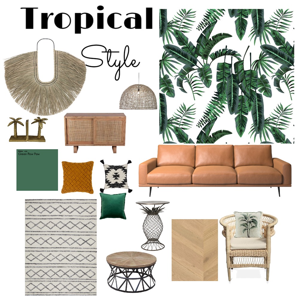 Tropical Style Interior Design Mood Board by Yolande Smith Style