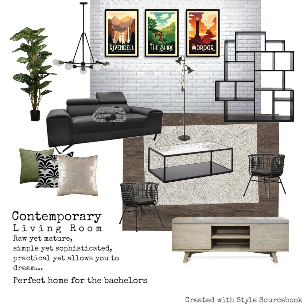 Contemporary Living Room Interior Design Mood Board by laurenxhjk