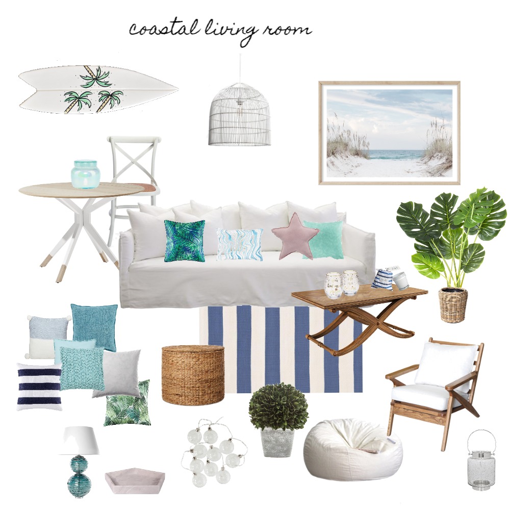 coastal living room Interior Design Mood Board by Bea Kala Style